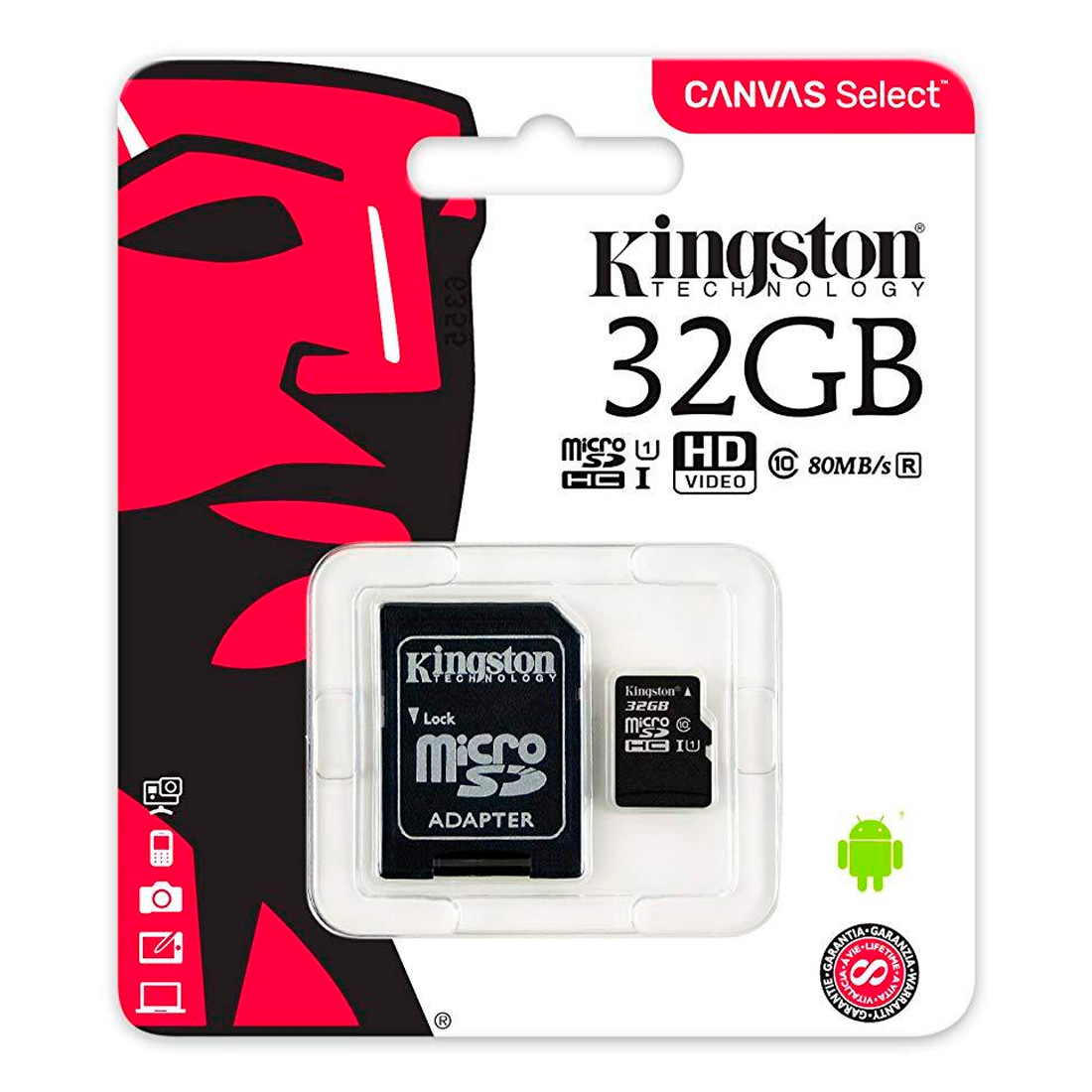 Micro-SD Kingston 32GB SDHC Clase 10 incluye adaptador