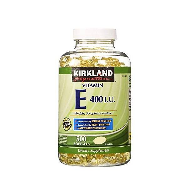 Kirkland Signature Vitamina E 400 I. U. 500 cápsulas blandas por botella