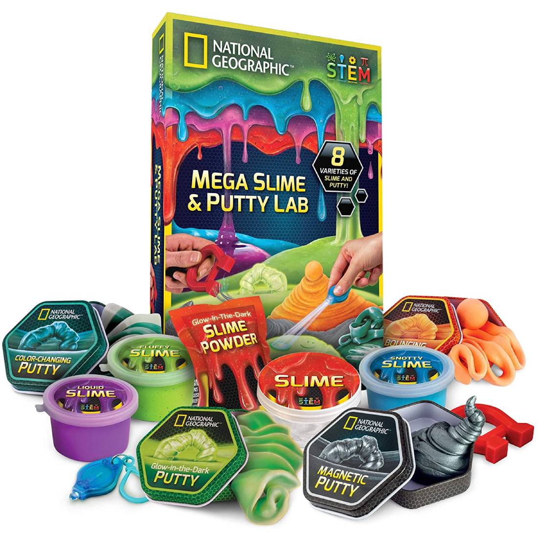 NATIONAL GEOGRAPHIC Mega Slime & Putty Lab 4 tipos de increíbles juguetes Slime