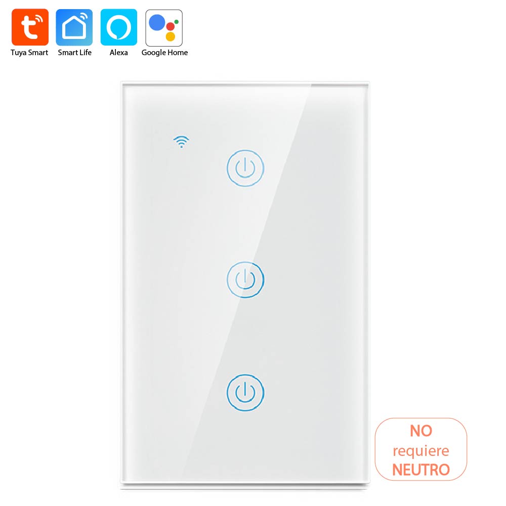 Interruptor Inteligente WiFi Smart Life/Tuya Smart Blanco 3 botones