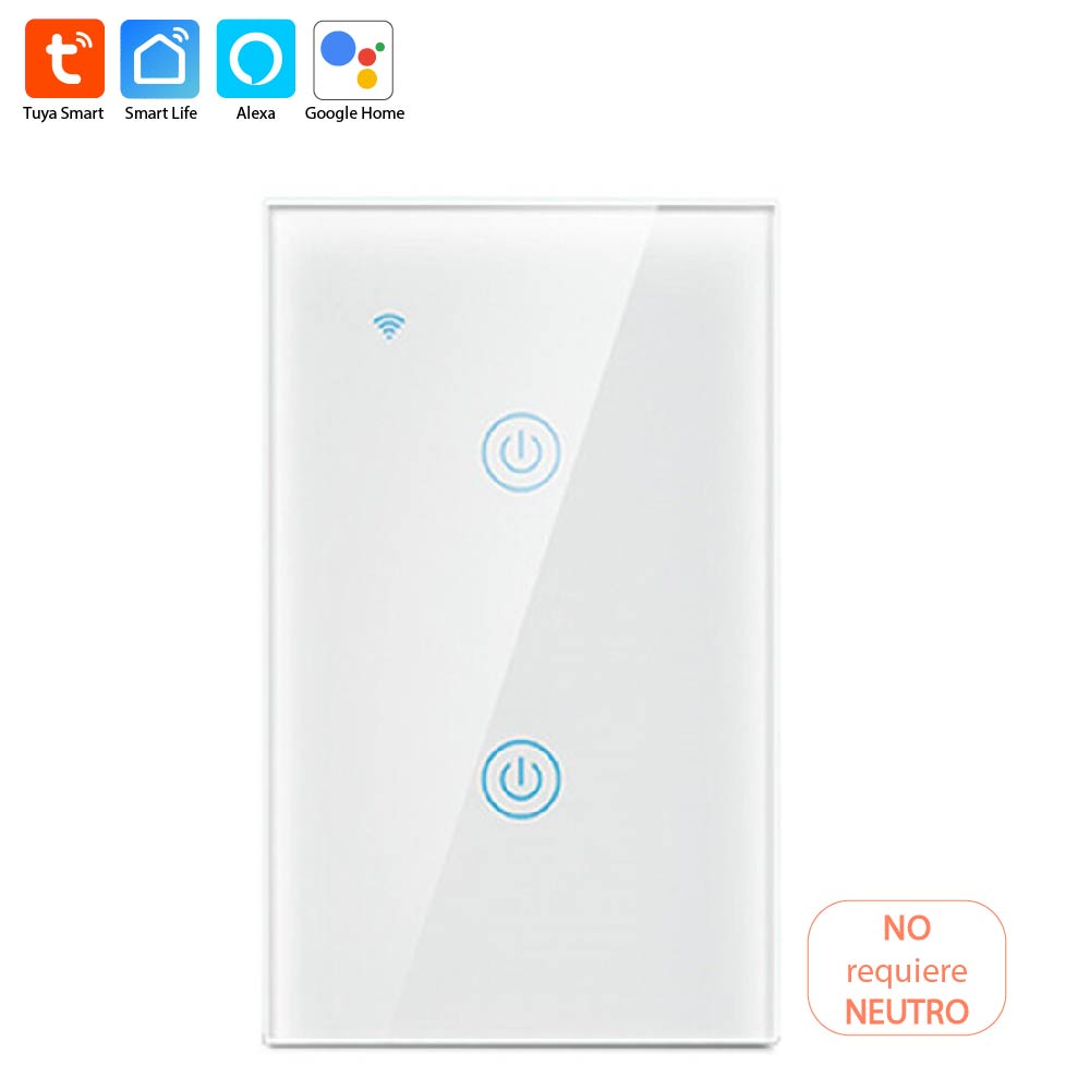 Interruptor Inteligente  Smart Life/Tuya WiFi Blanco 2 botones