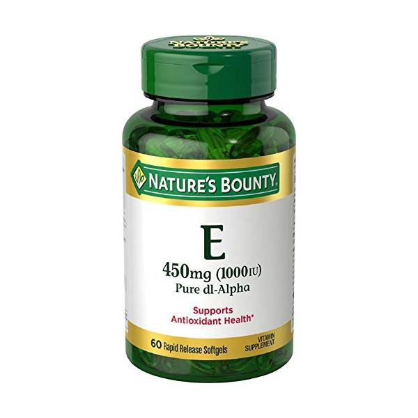 Vitamina E de Nature's Bounty, Apoya la salud inmune y la salud antioxidante, 1000 UI, 60 cápsulas blandas