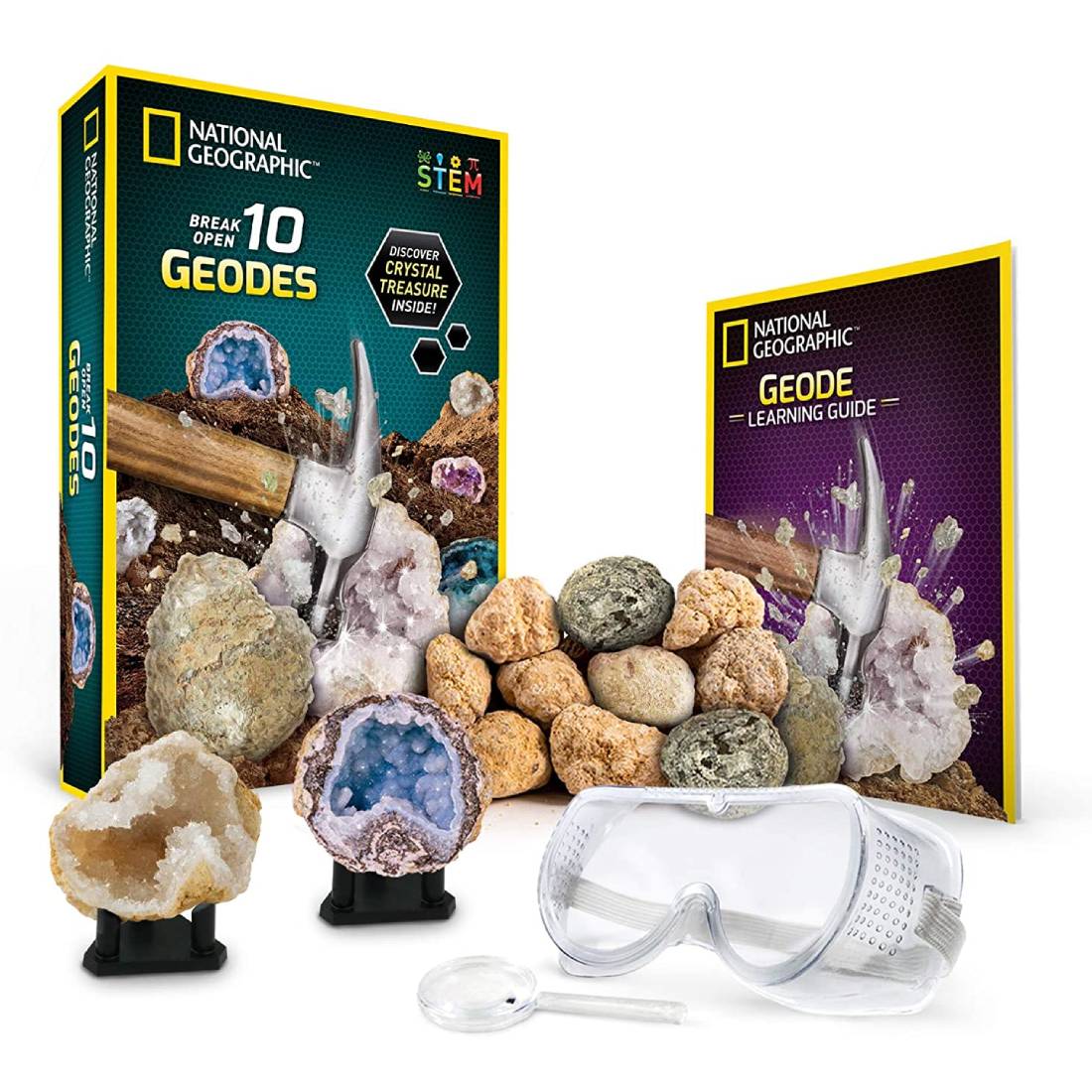 NATIONAL GEOGRAPHIC Kit de ciencia para abrir 10 geodas y explorar cristales