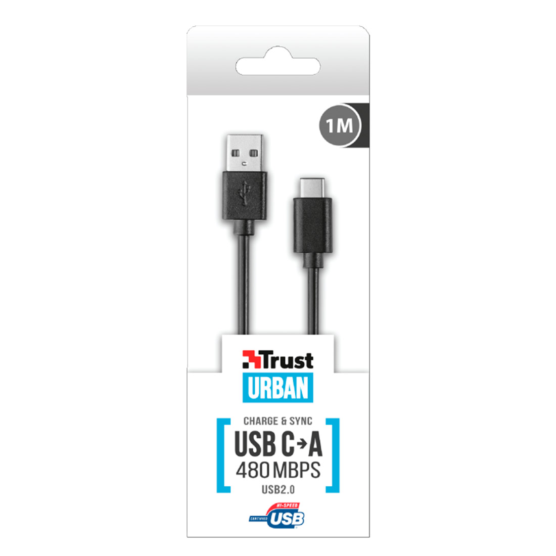 Cable TRUST tipo C USB 2.0 480Mbps 1m
