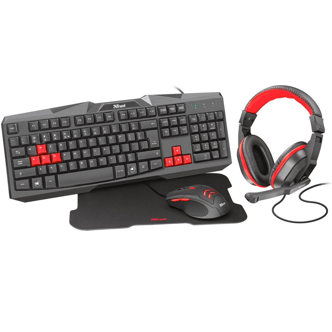 COMBO TRUST: Teclado, Mouse, Mouse Pad y Auriculares