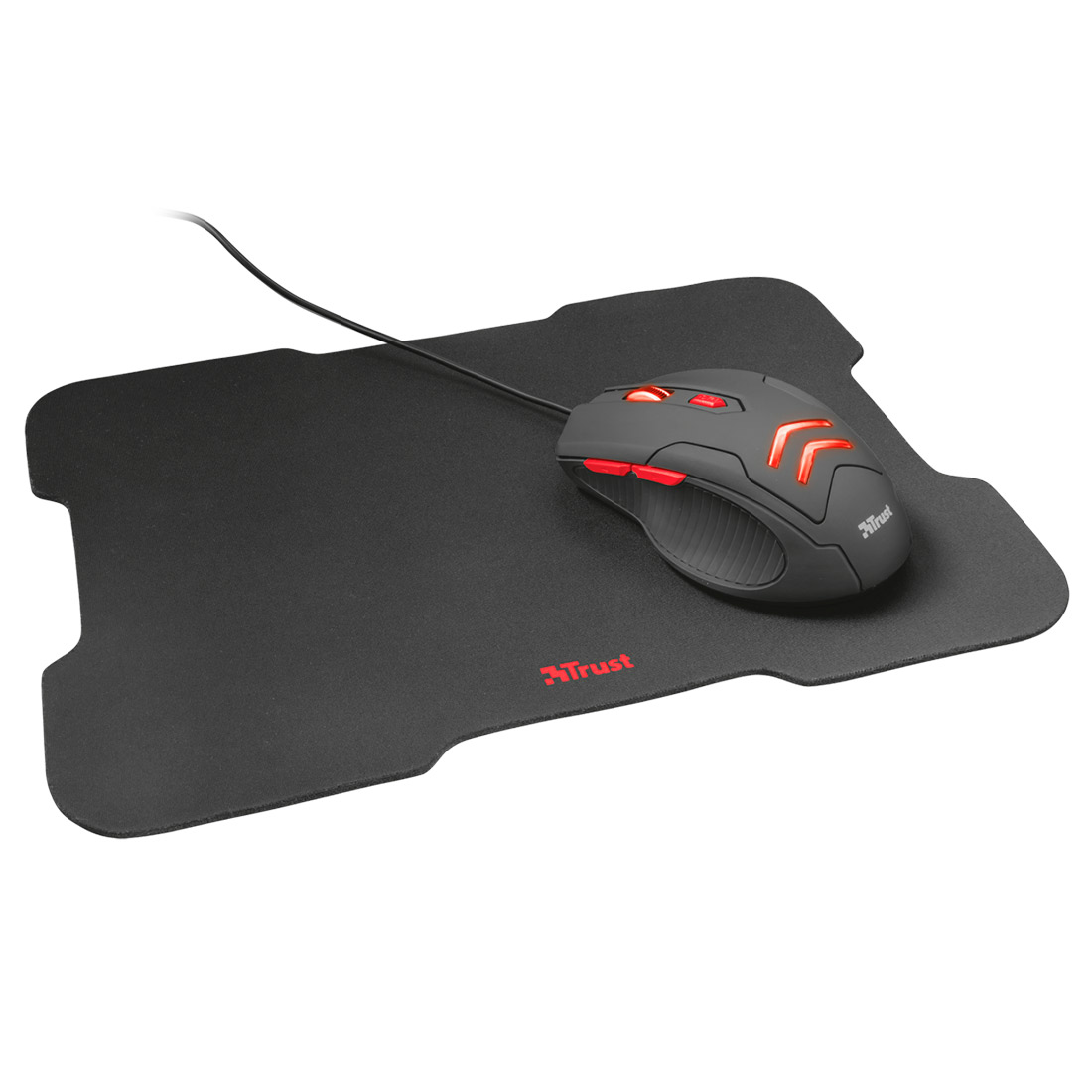 COMBO TRUST: Mouse y Mouse Pad Gamer Negro